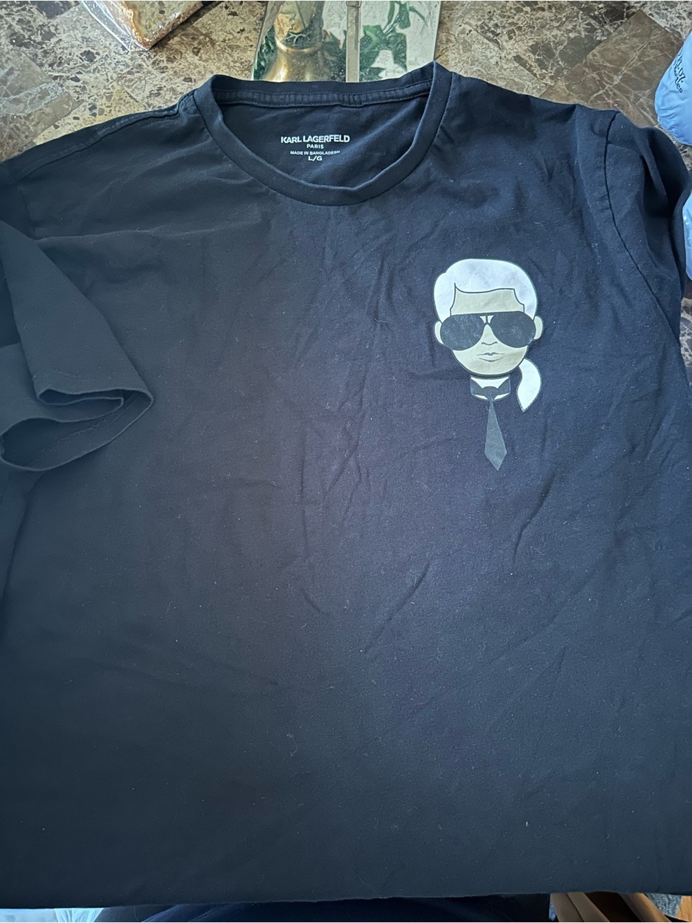 Karl Lagerfeld Black Tee with Iconic Graphic